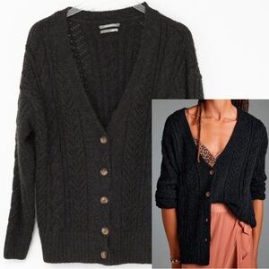 Anthropologie Classic Pointelle Cardigan Sweater Black Size Small